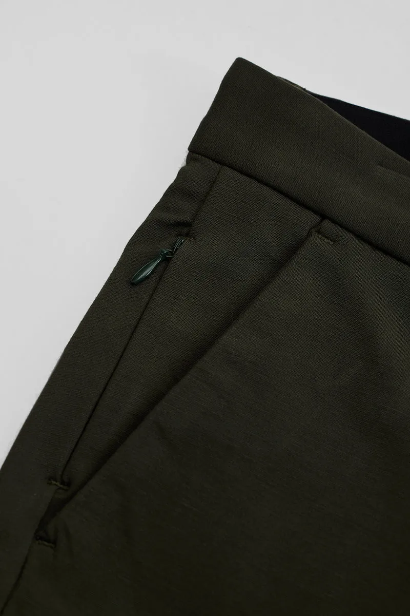 Dark Green Stretch Slim Fit Trousers