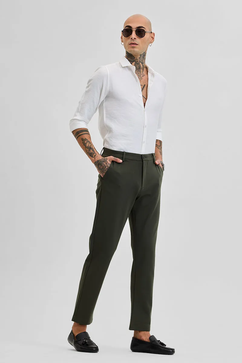 Dark Green Stretch Slim Fit Trousers