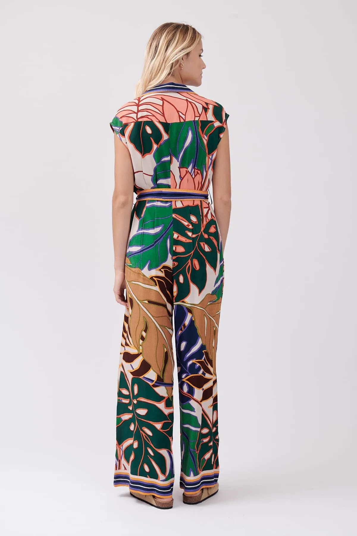 Derhy Palm Print Jumpsuit
