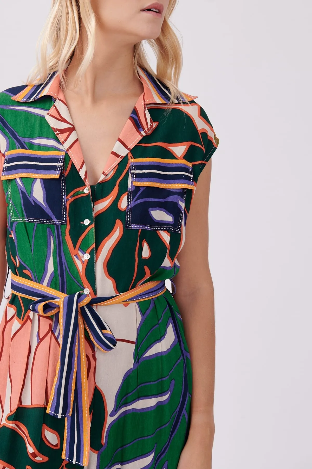Derhy Palm Print Jumpsuit
