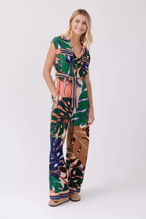 Derhy Palm Print Jumpsuit