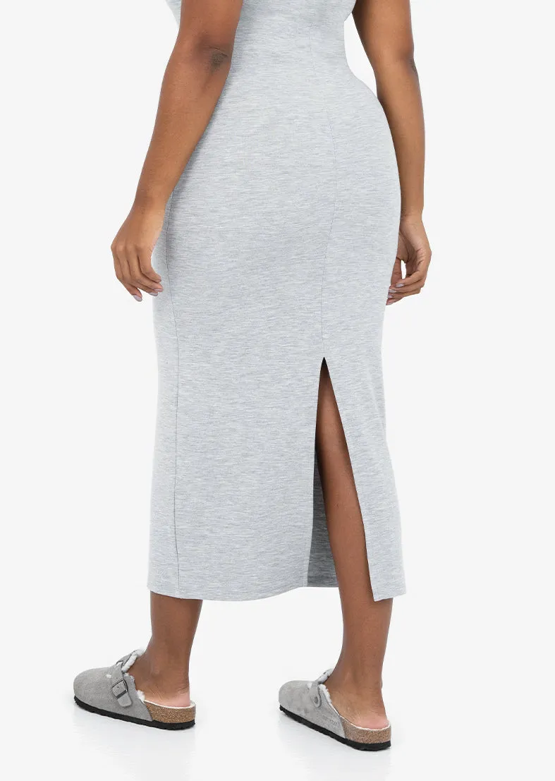 Effortless Short Sleeve Dress Grey Marl