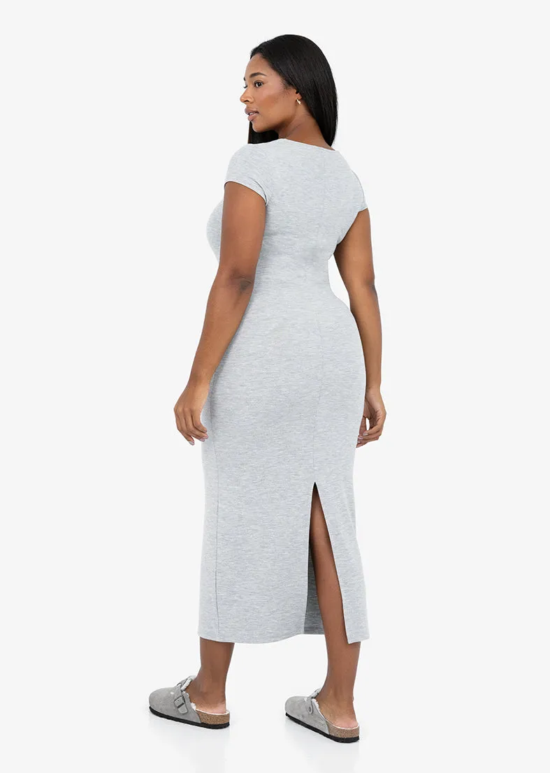 Effortless Short Sleeve Dress Grey Marl