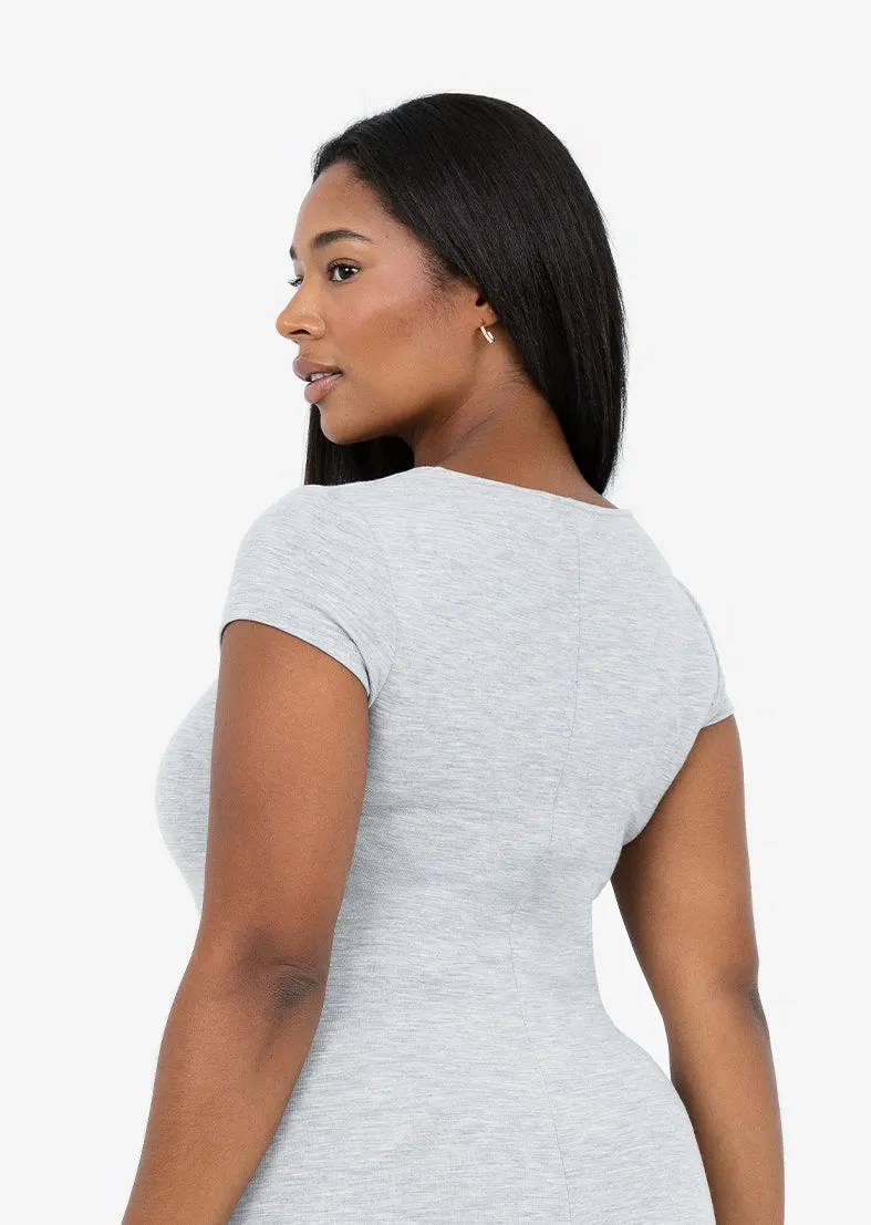 Effortless Short Sleeve Dress Grey Marl