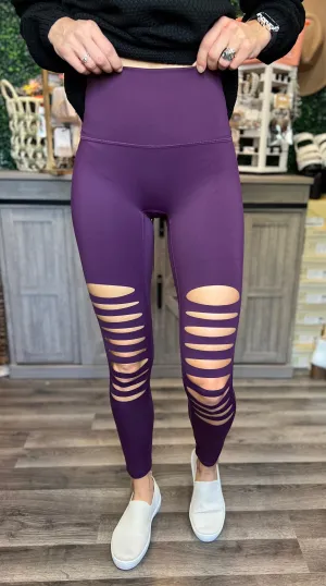 Eggplant Laser Cut Leggings
