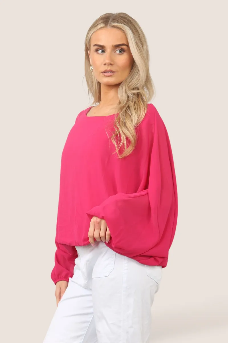 Emma Necklace Bubble Hem Lined Blouse