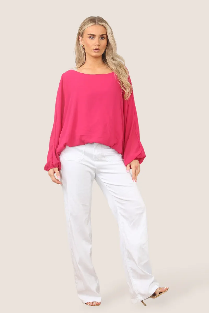 Emma Necklace Bubble Hem Lined Blouse