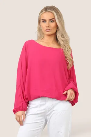 Emma Necklace Bubble Hem Lined Blouse