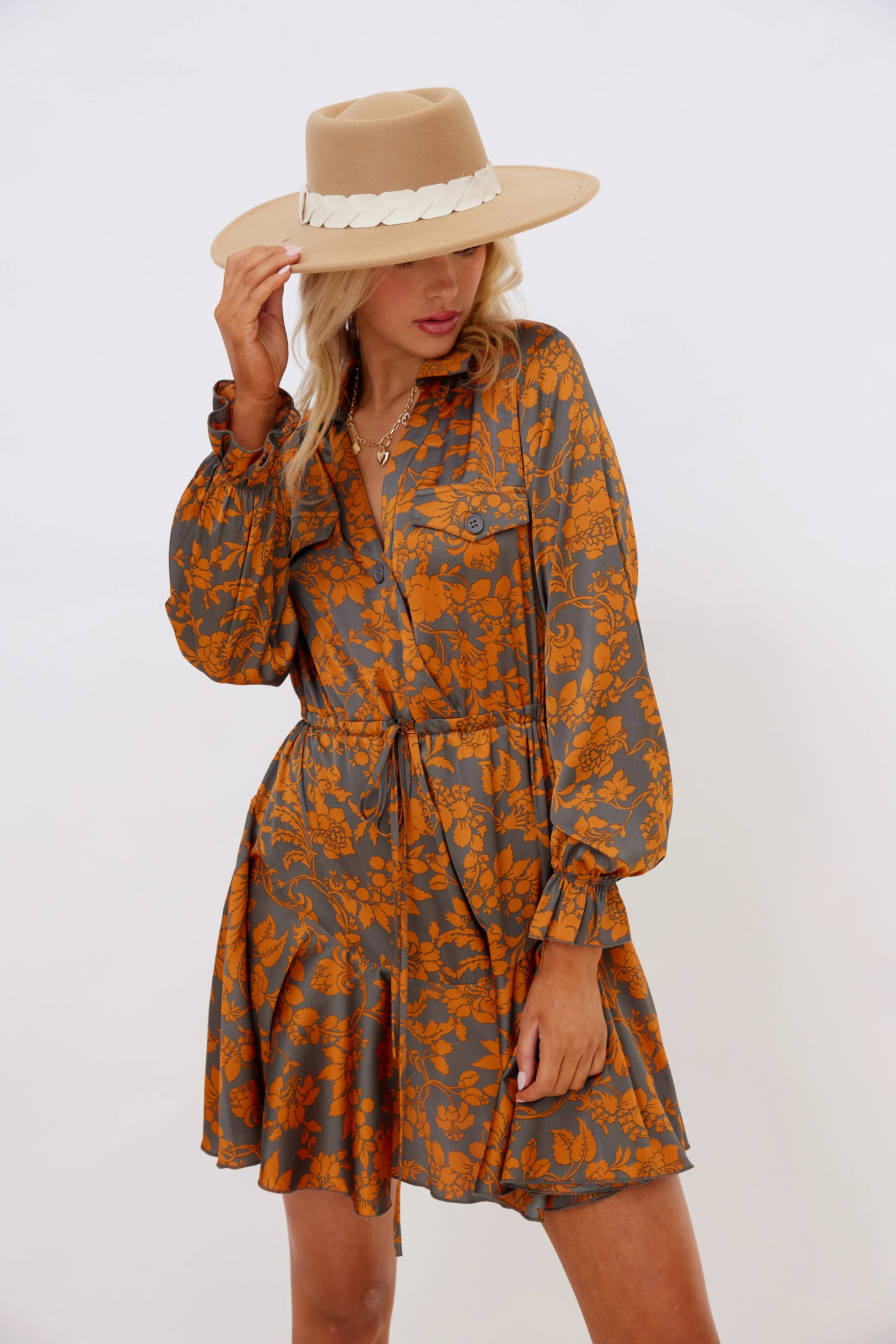 Erin Printed Long Sleeve Mini Dress