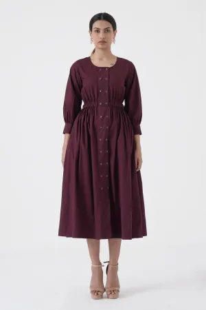 Euphoric - Double button placket dress - Wine