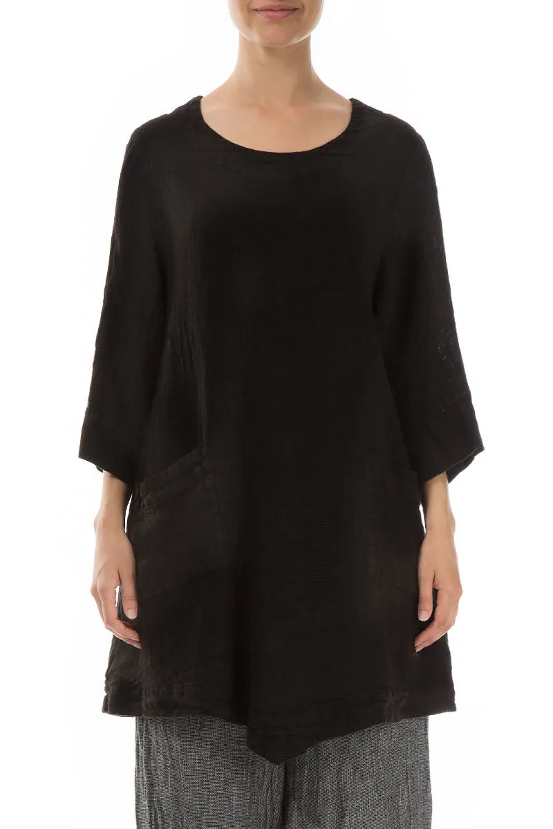 Evergreen Black Mélange Linen Tunic