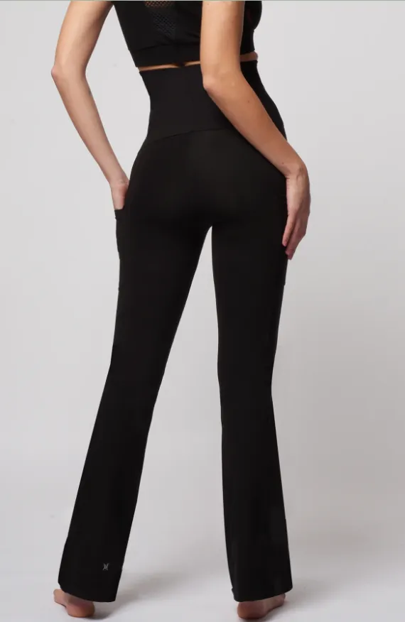 Extra Strong Compression Bootcut with High Waisted Tummy Control and Pockets Black