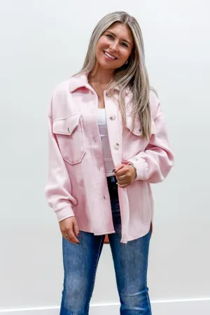 Feeling Cozy Fleece Shacket - Dusty Pink