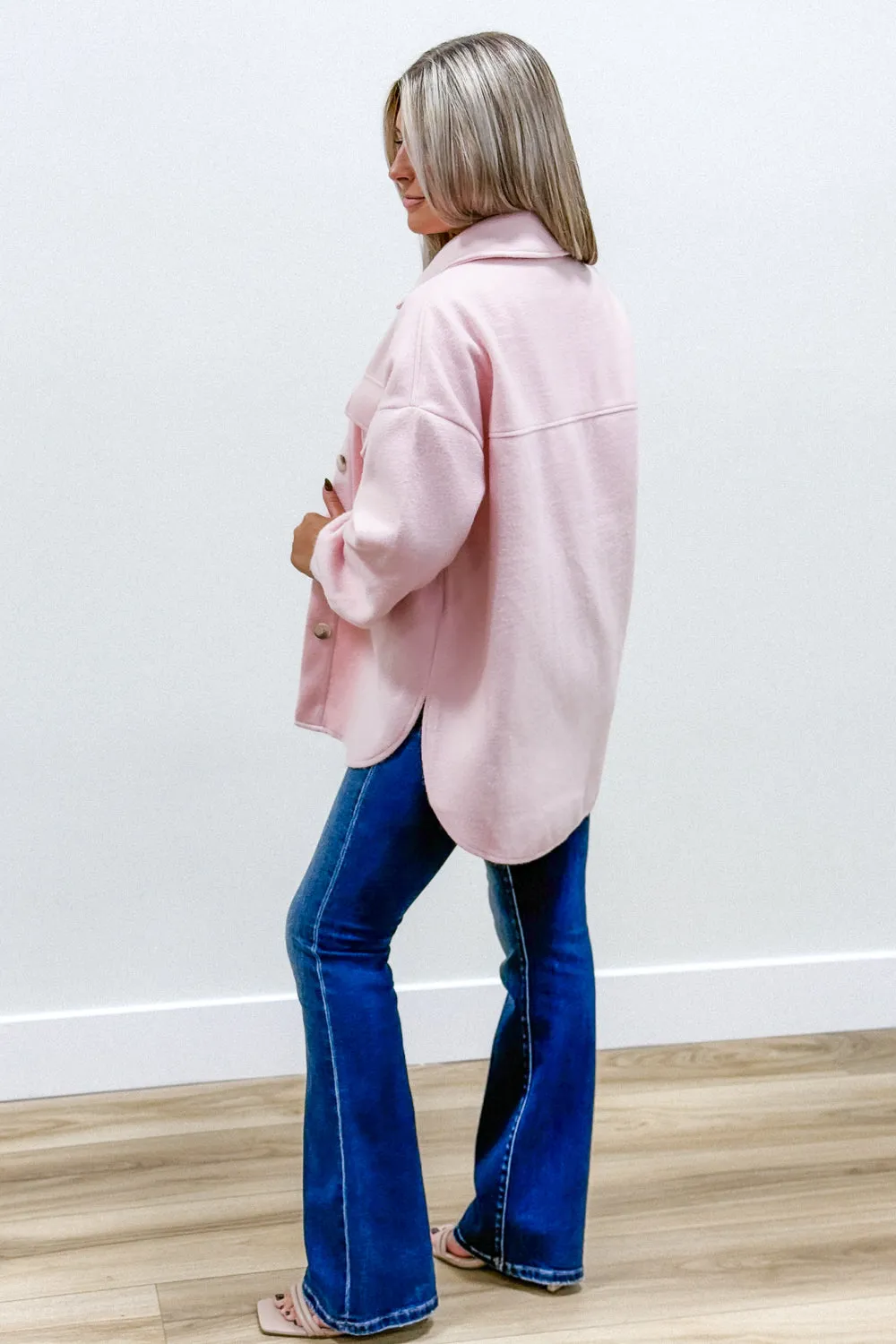 Feeling Cozy Fleece Shacket - Dusty Pink