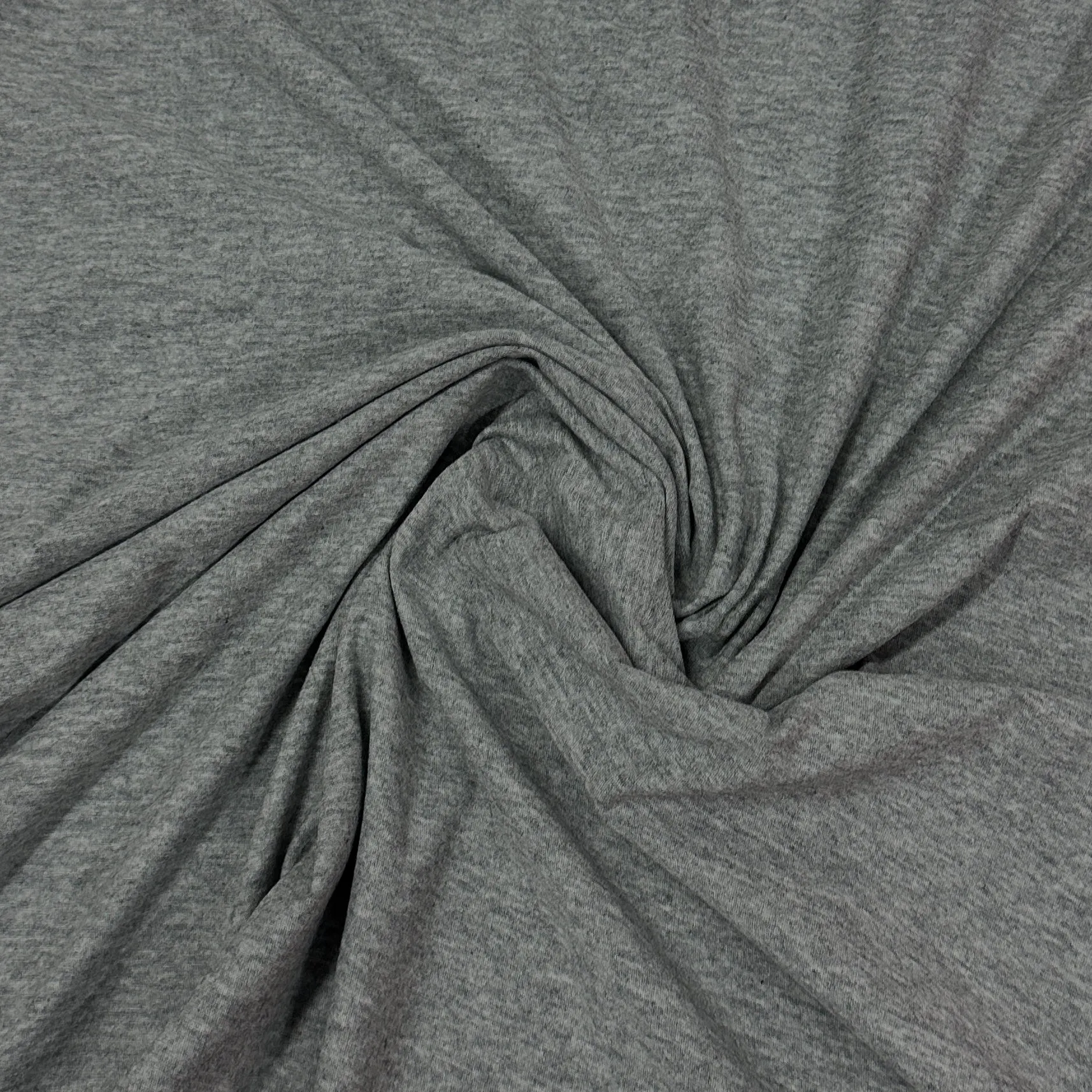Gray Heather Cotton Rib Knit Fabric - 200 GSM