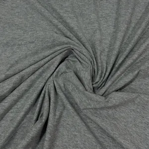 Gray Heather Cotton Rib Knit Fabric - 200 GSM