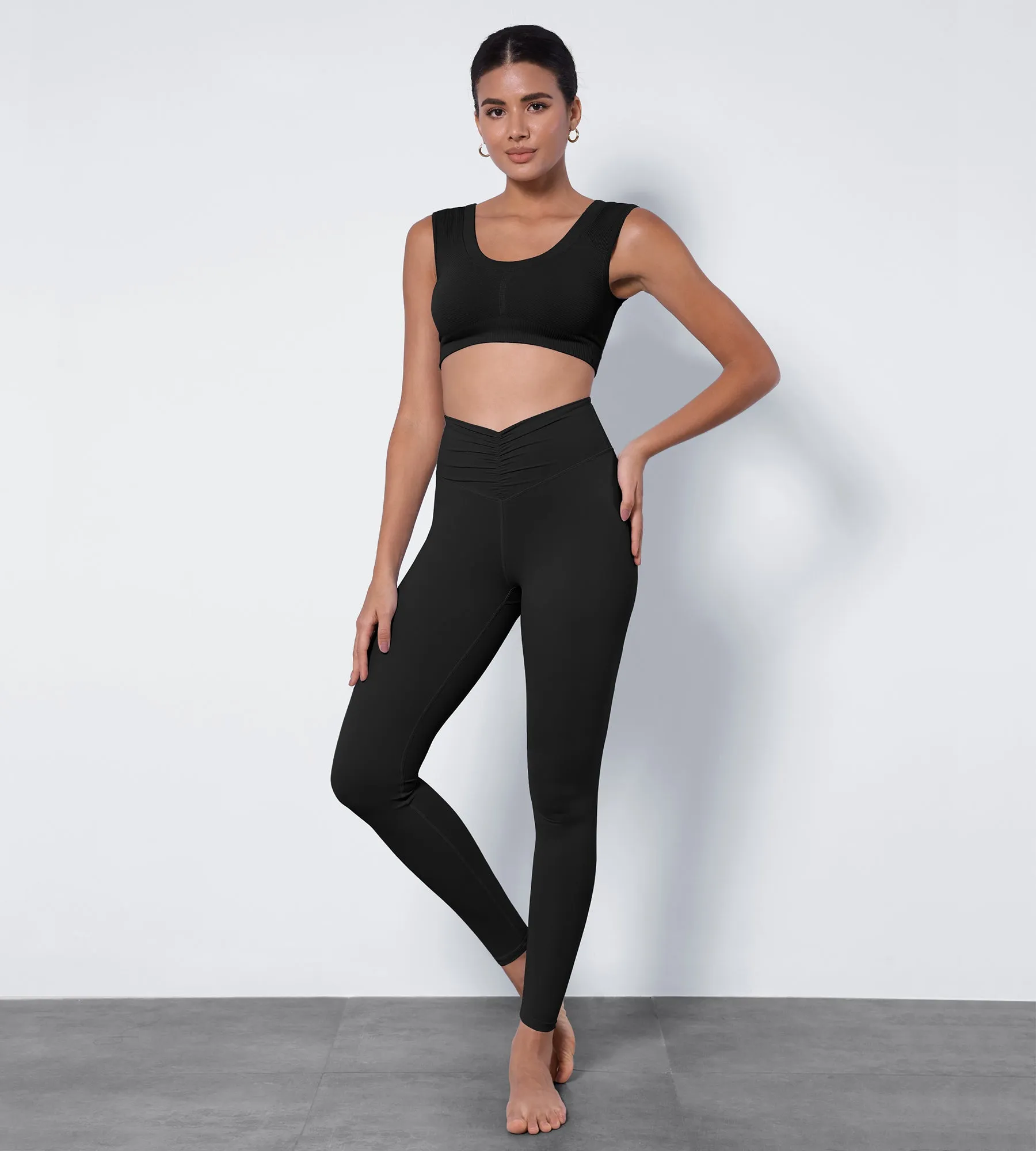 High Waist Crossover Ruched Leggings