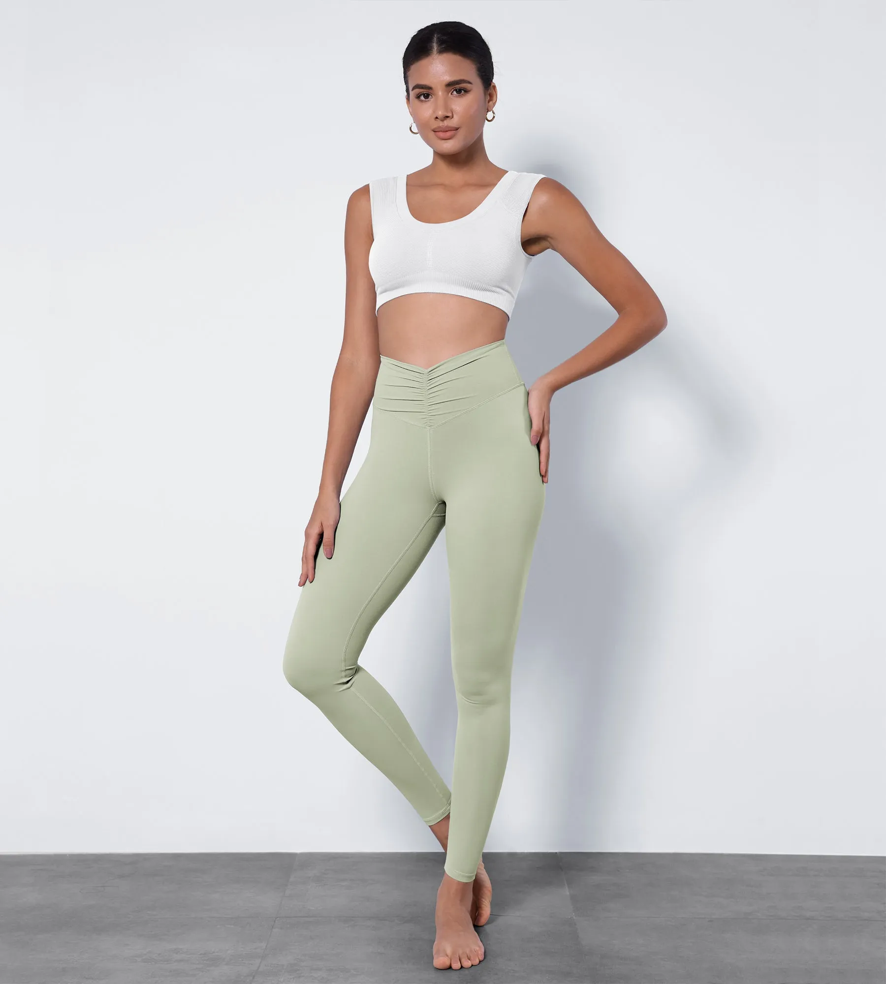 High Waist Crossover Ruched Leggings