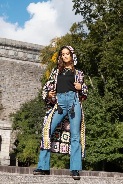Hooded Crochet Kimono