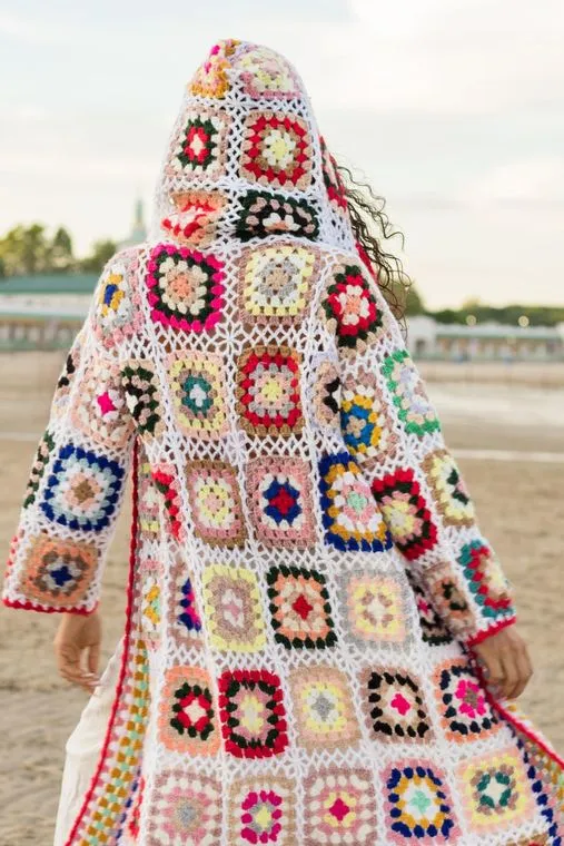 Hooded Crochet Kimono