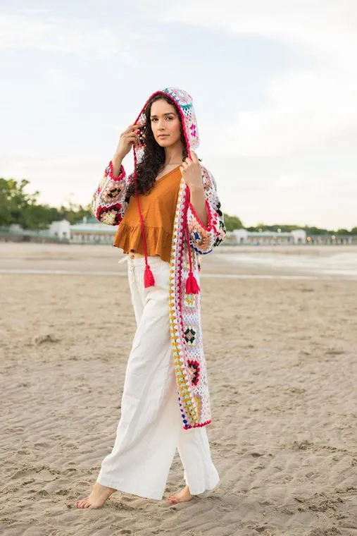 Hooded Crochet Kimono