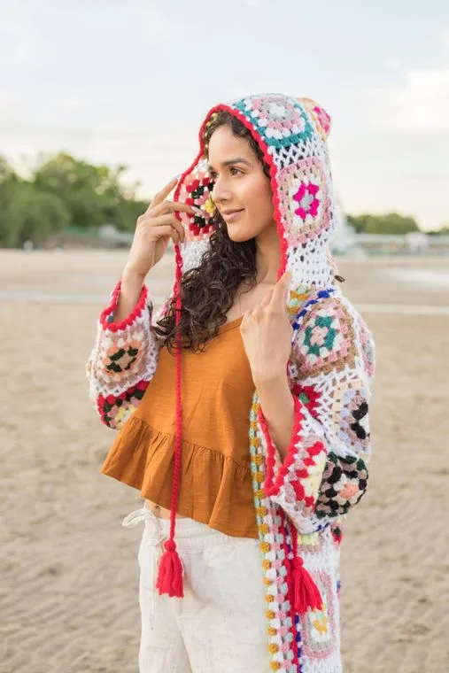 Hooded Crochet Kimono