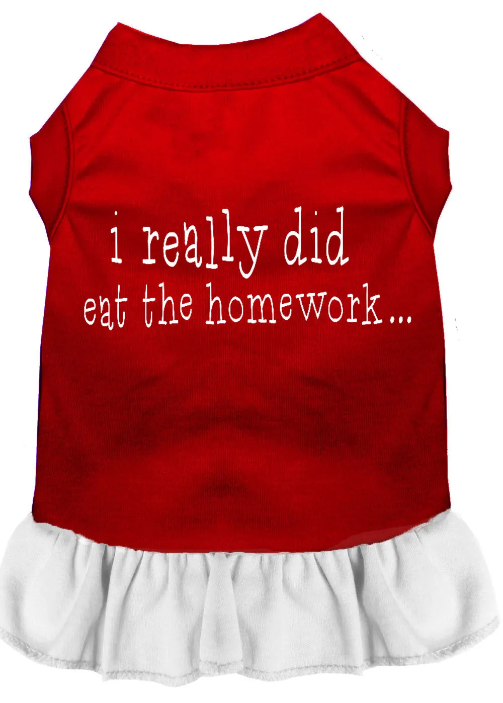 I Really Did Eat The Homework Screen Print Dress Red With White Xl
