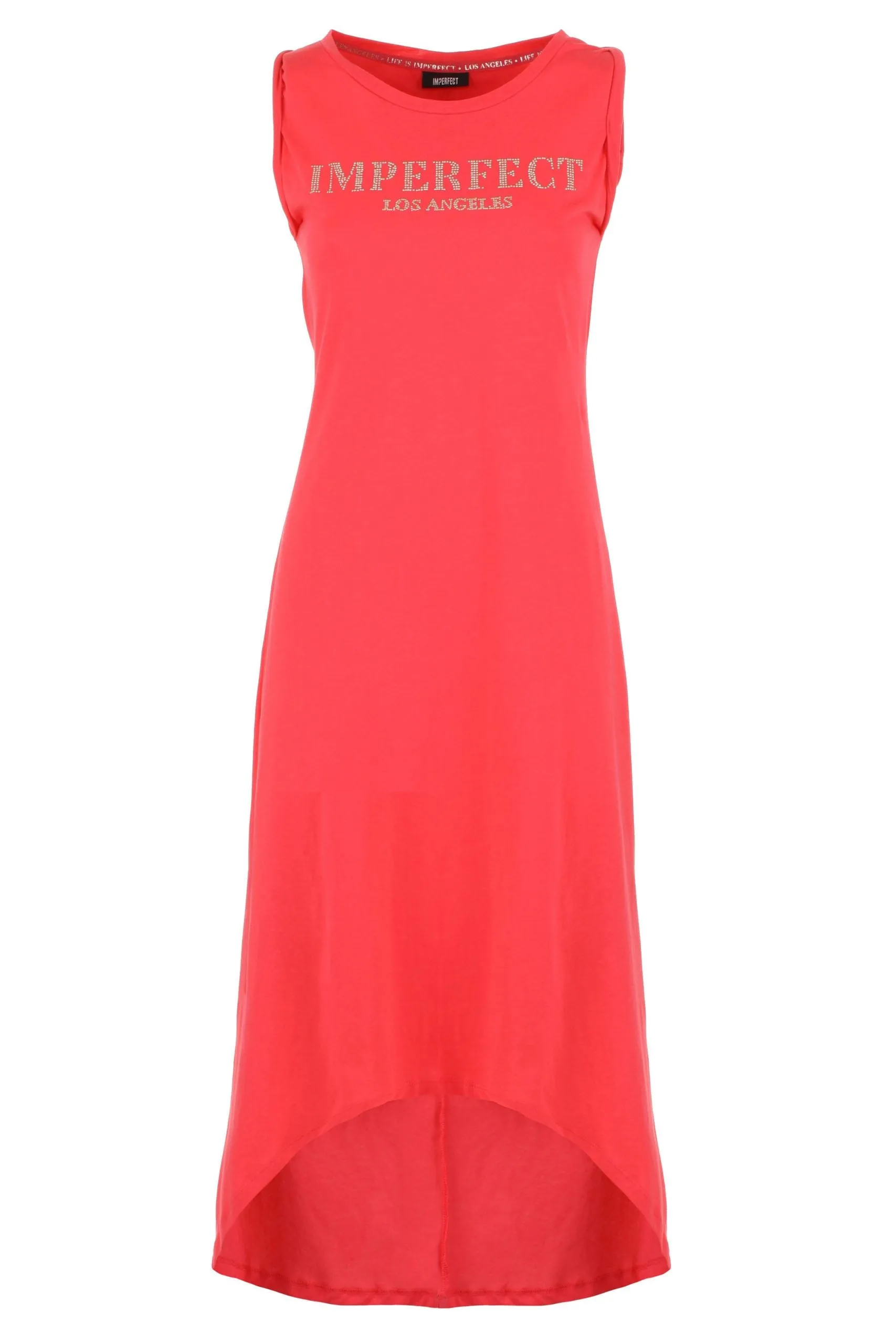 Imperfect Elegant Pink Cotton Dress with Logo Accent
