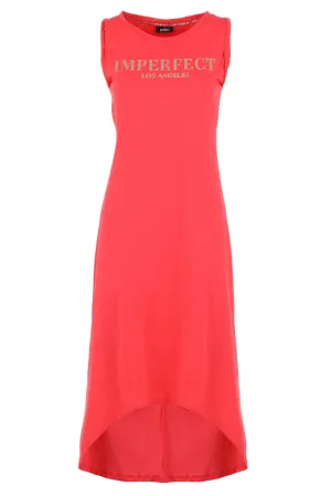 Imperfect Elegant Pink Cotton Dress with Logo Accent