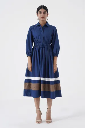Kosher - Shirt collar waist elastic, two contrast stripe - Blue