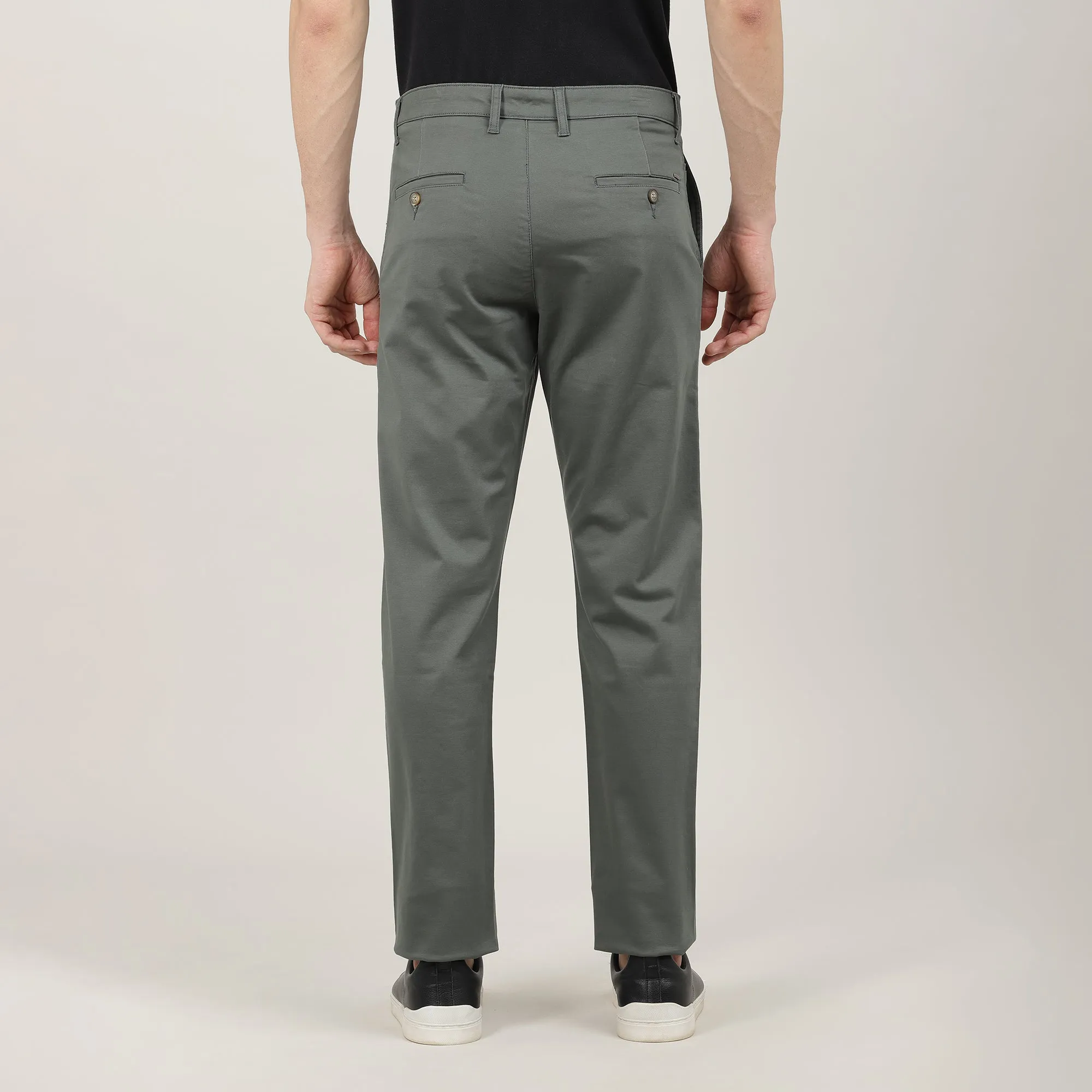 Lake Green-Cotton Trousers-Slim Tapered Fit