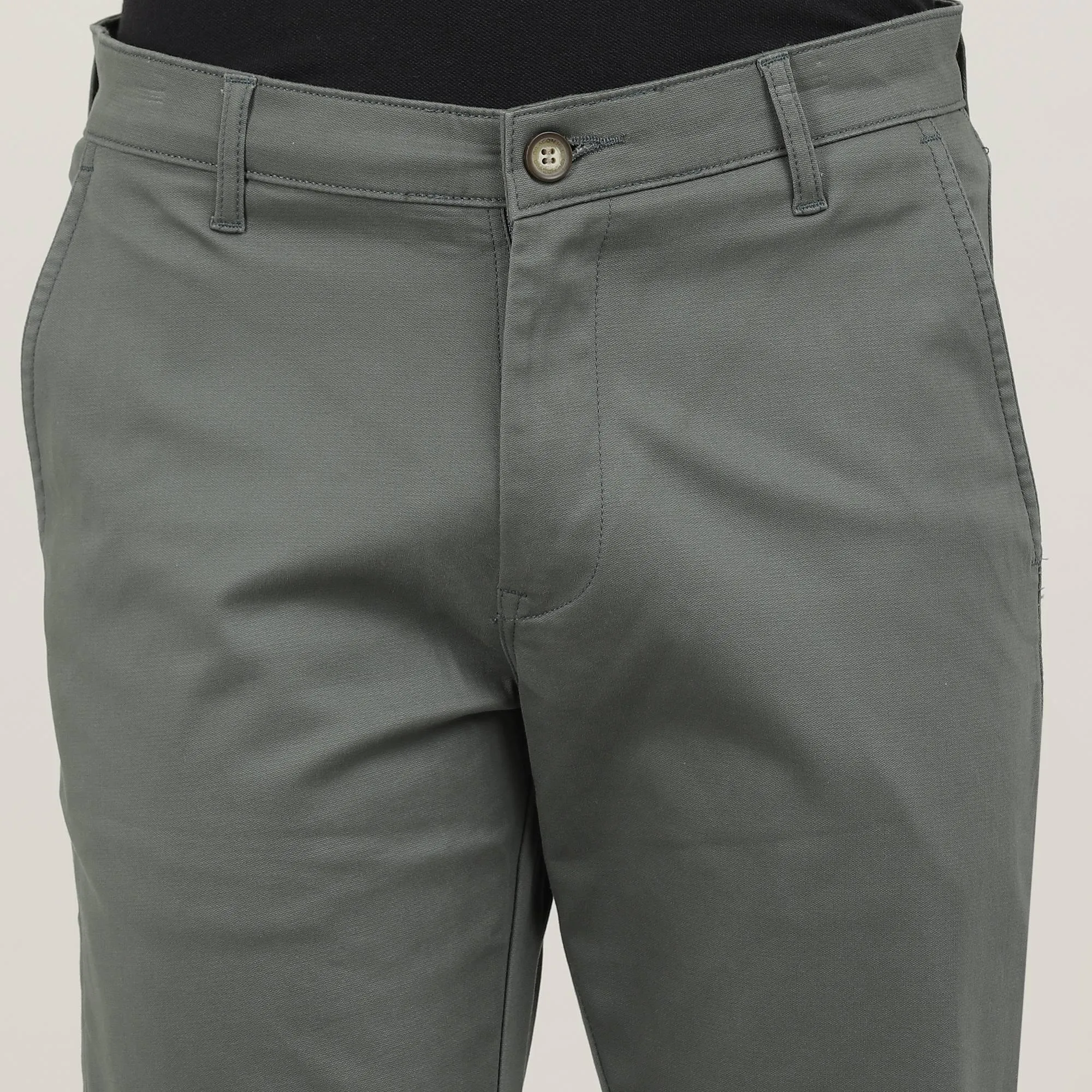 Lake Green-Cotton Trousers-Slim Tapered Fit