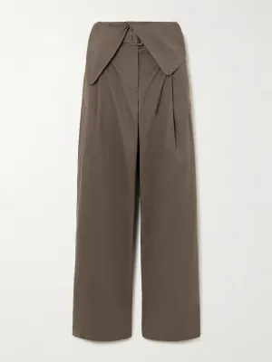 Layered cotton-gabardine wide-leg pants