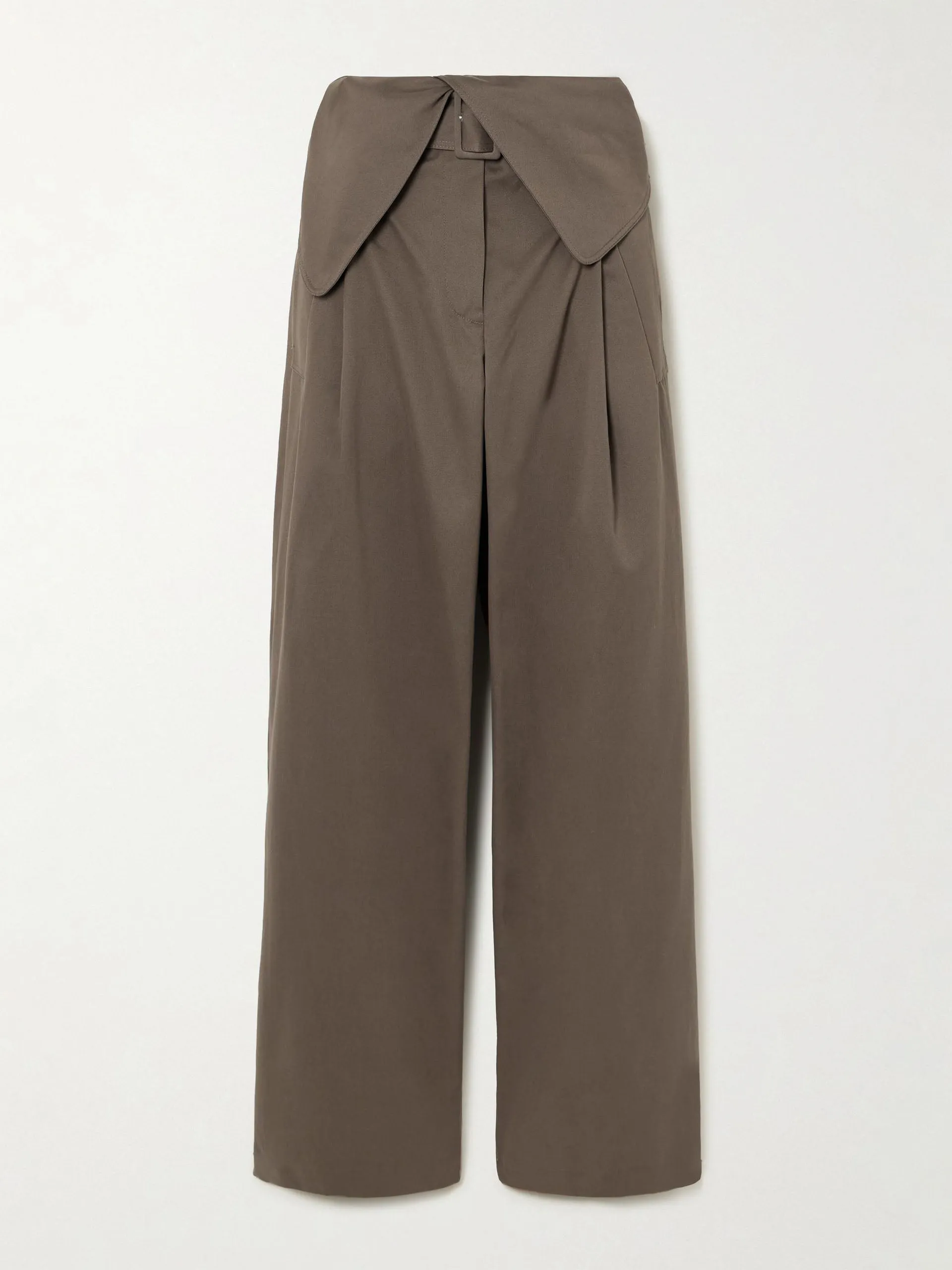 Layered cotton-gabardine wide-leg pants