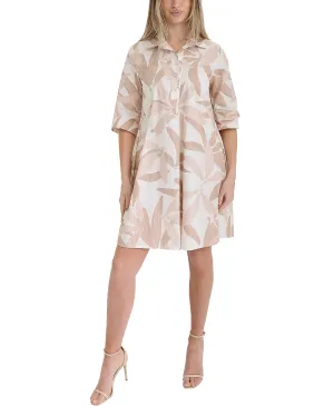 Leaf Print Shirt Dress
