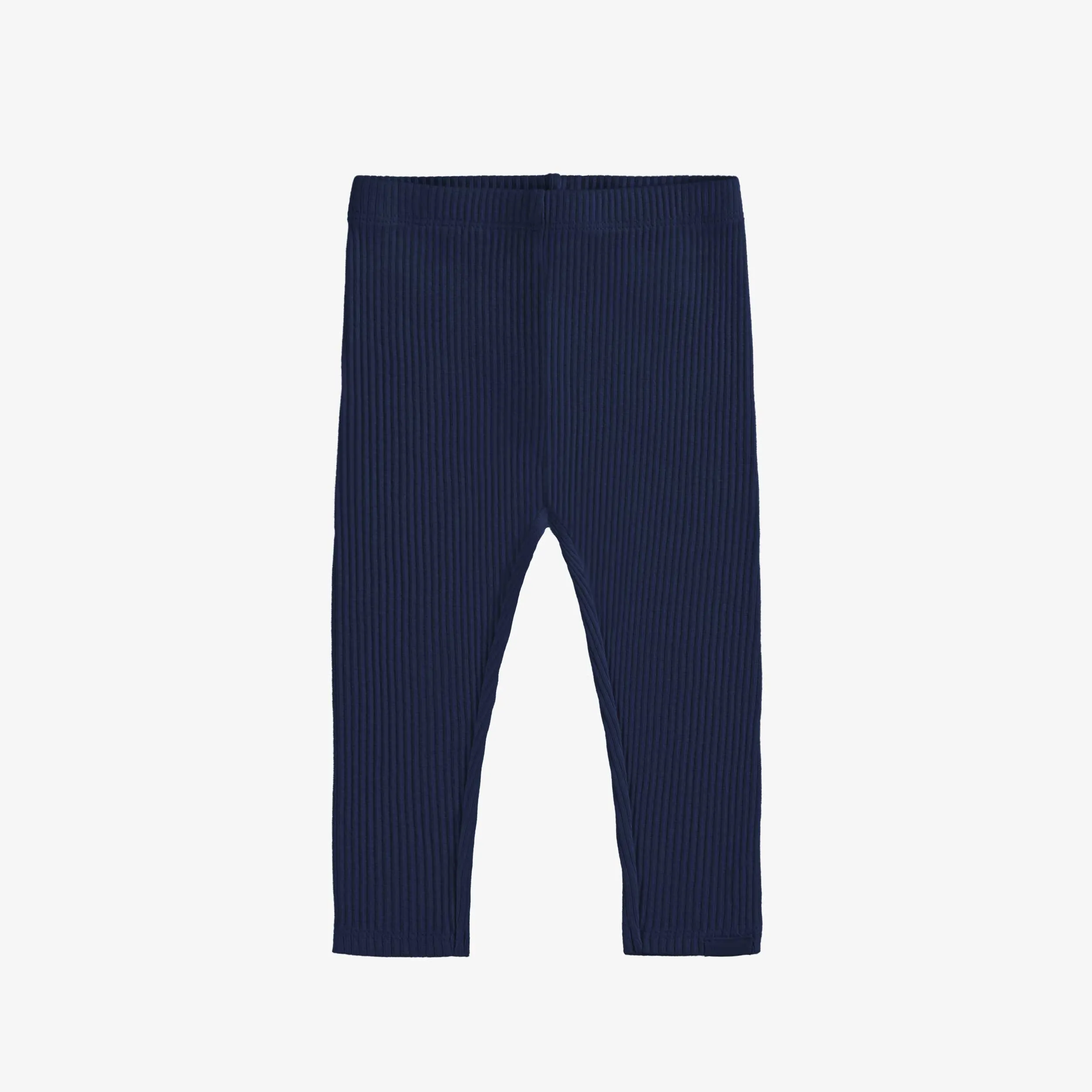 Legging marine longueur régulière en tricot côtelé, bébé || Navy regular length legging in ribbed knit, baby