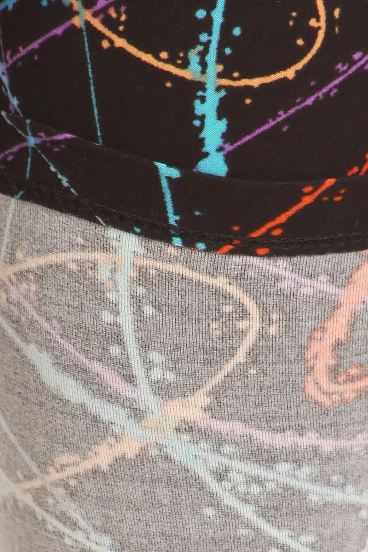 Leggings Depot LYR-R638 SCRIBBLE ON BLACK One Size Full Length Leggings