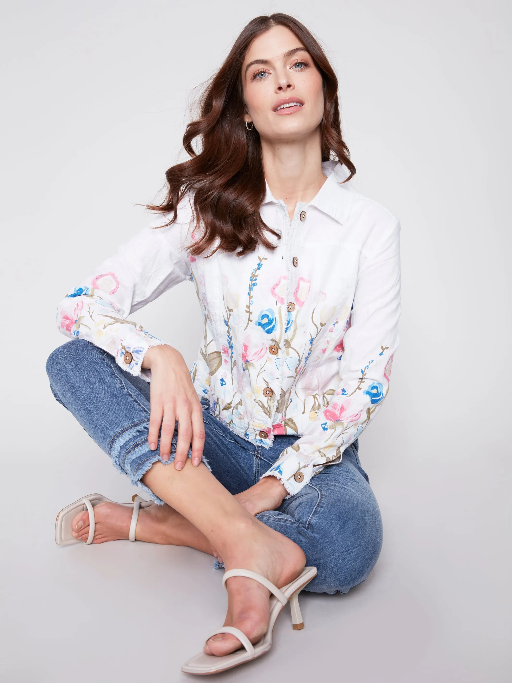 Linen Jacket With Frayed Edges