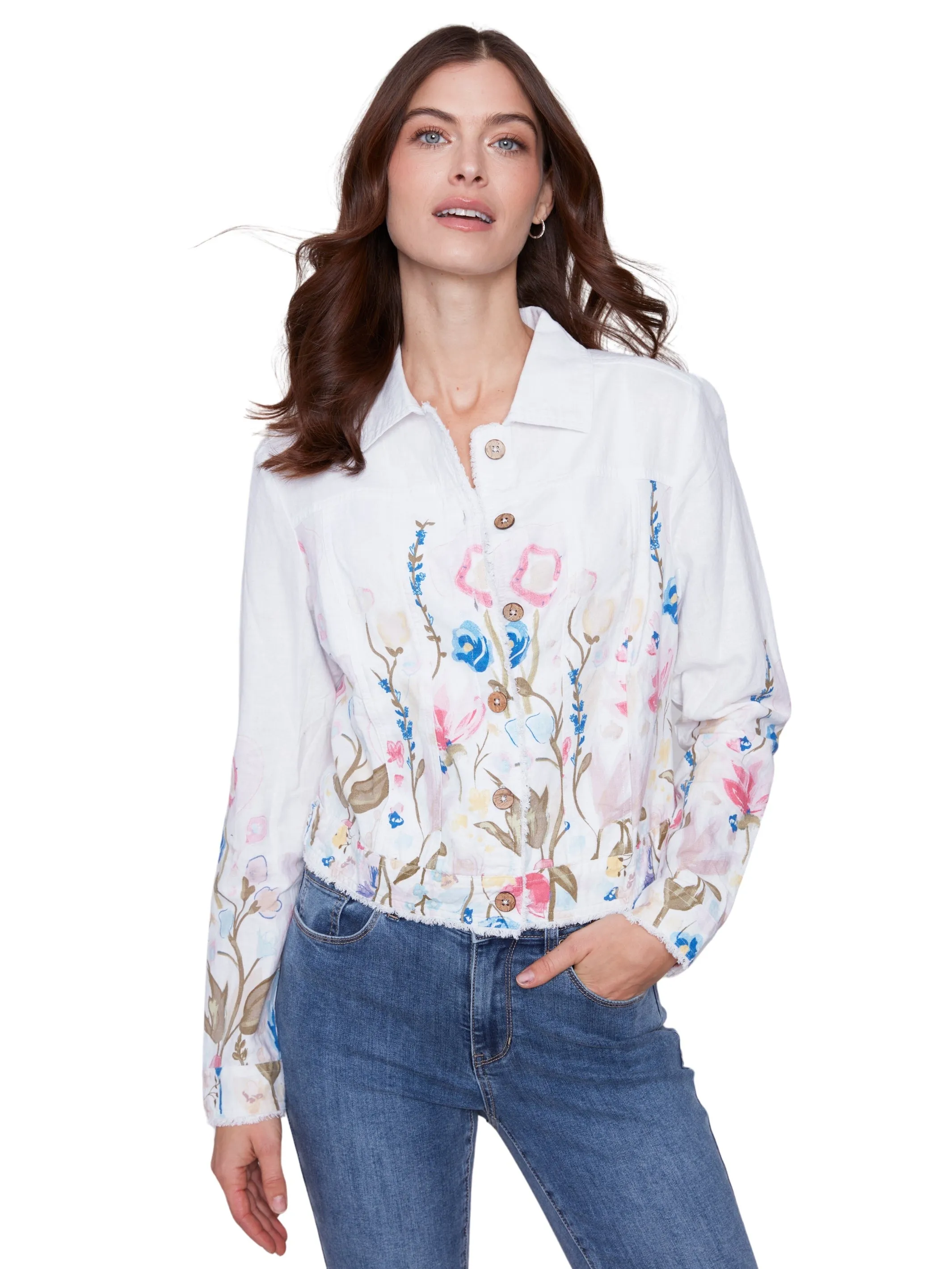 Linen Jacket With Frayed Edges