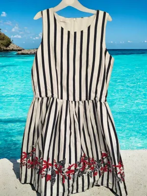 Liu-Jo Navy Striped Floral Cotton Sun Dress- Girls 14yrs
