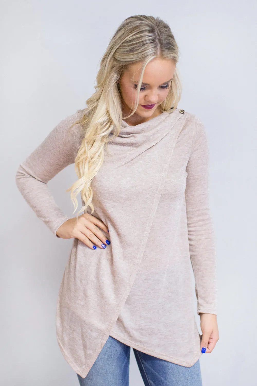 Long Sleeves Irregular Pure Color High Neck Sweater