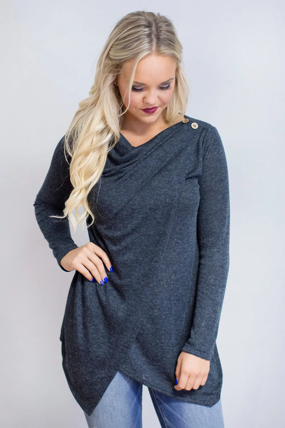 Long Sleeves Irregular Pure Color High Neck Sweater