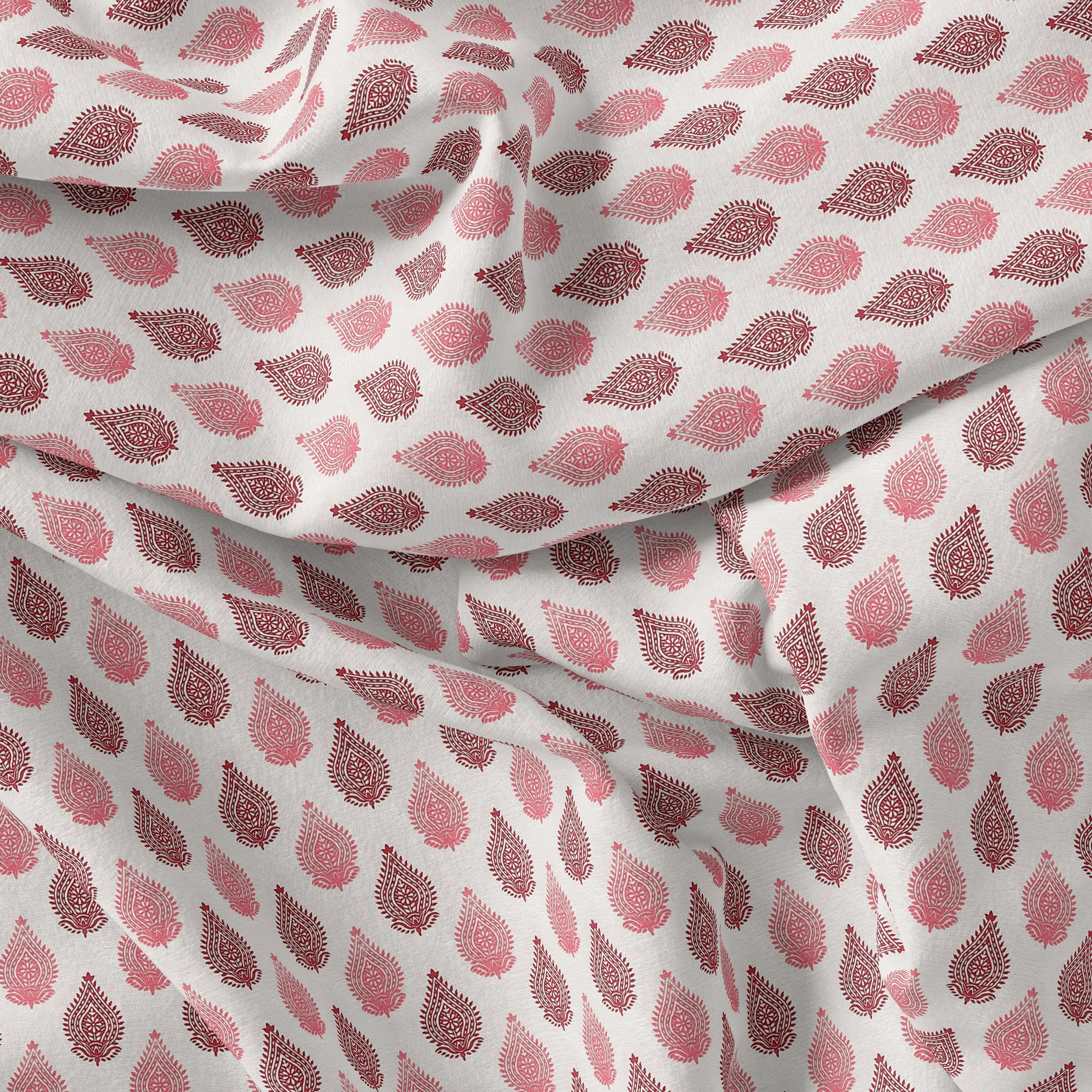 Lovely Pink And Brown Hand Block Leaves Digital Printed Fabric - Pure Georgette