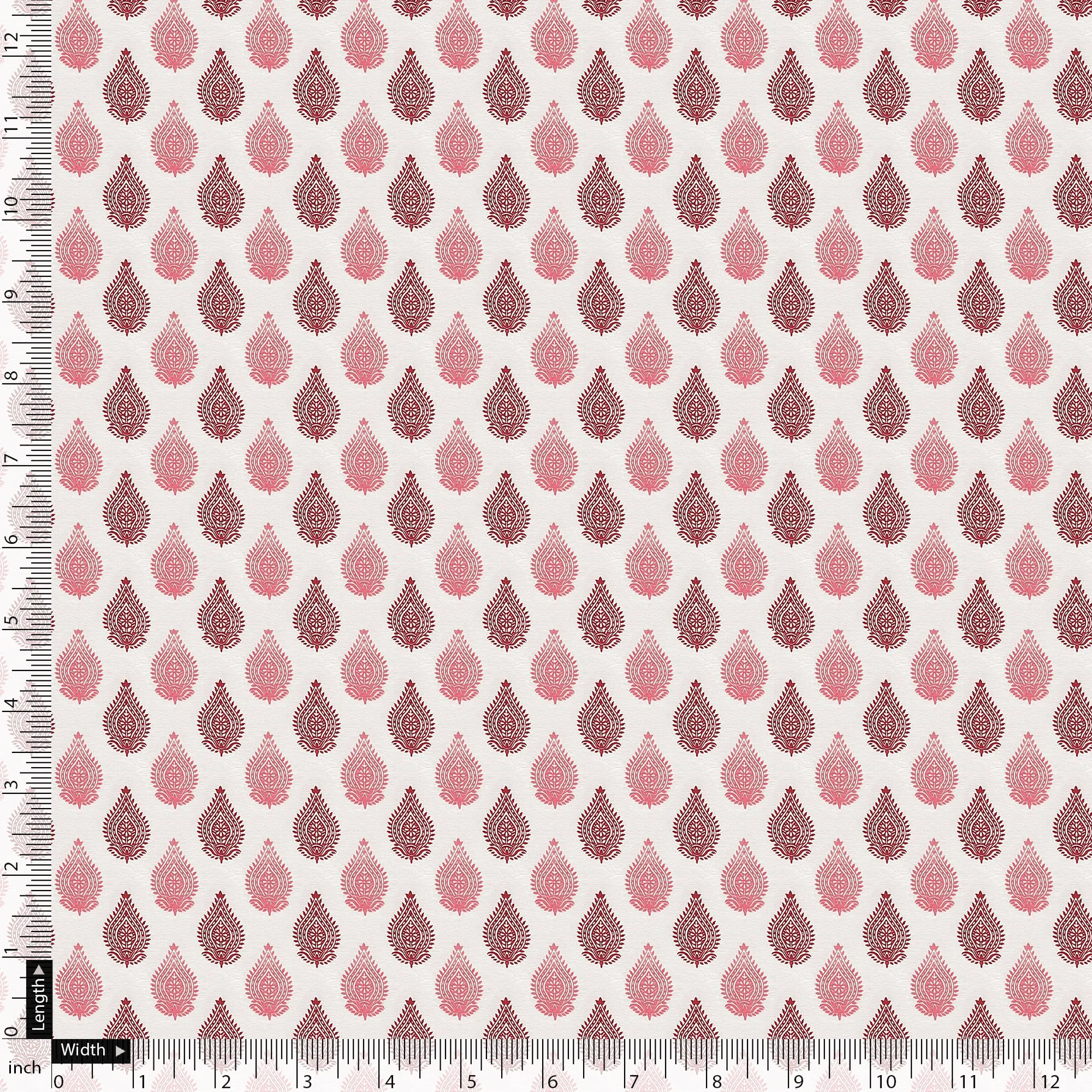 Lovely Pink And Brown Hand Block Leaves Digital Printed Fabric - Pure Georgette