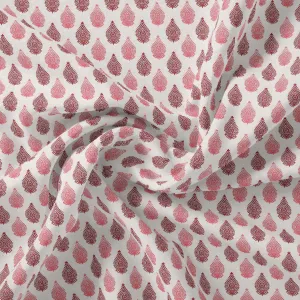 Lovely Pink And Brown Hand Block Leaves Digital Printed Fabric - Pure Georgette