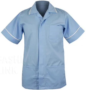 Male Poly Cotton Tunic FNMT01 | Size S to XXL | Sky/White