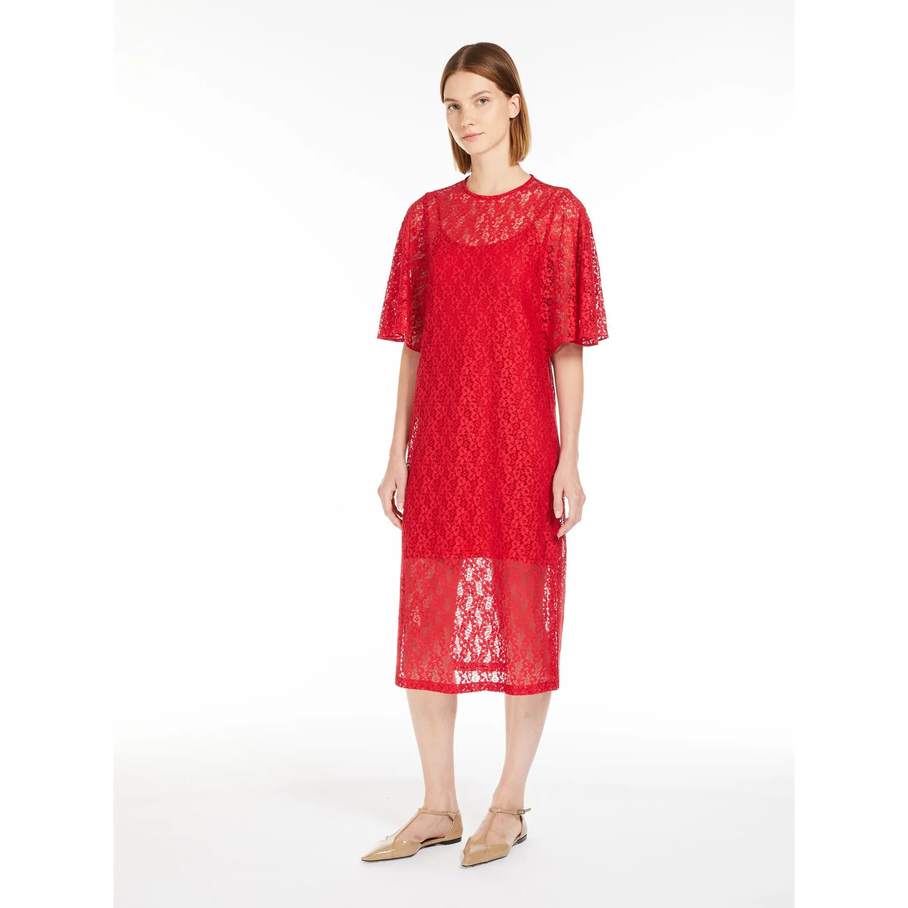 Max Mara Studio ELETTRA Red Lace Dress