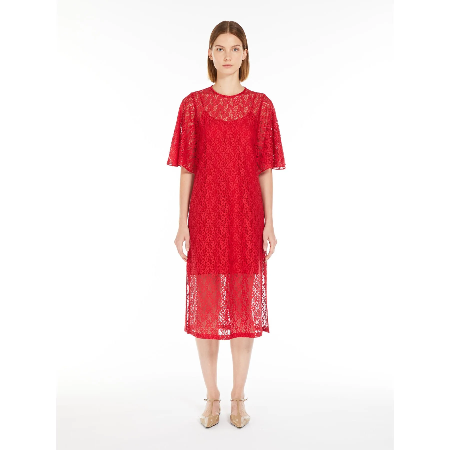 Max Mara Studio ELETTRA Red Lace Dress