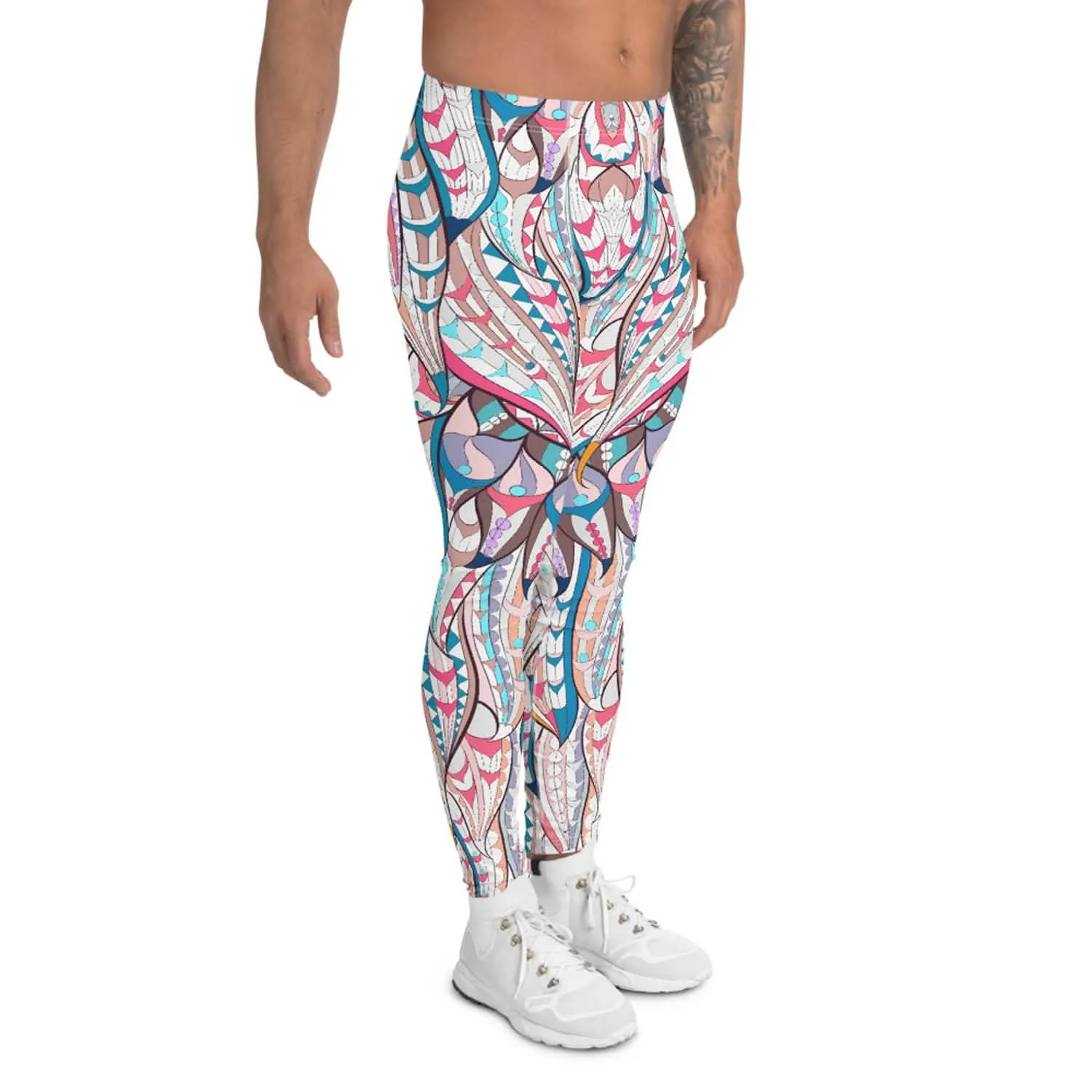 Men's Bohemian Feather Print Performance Tights