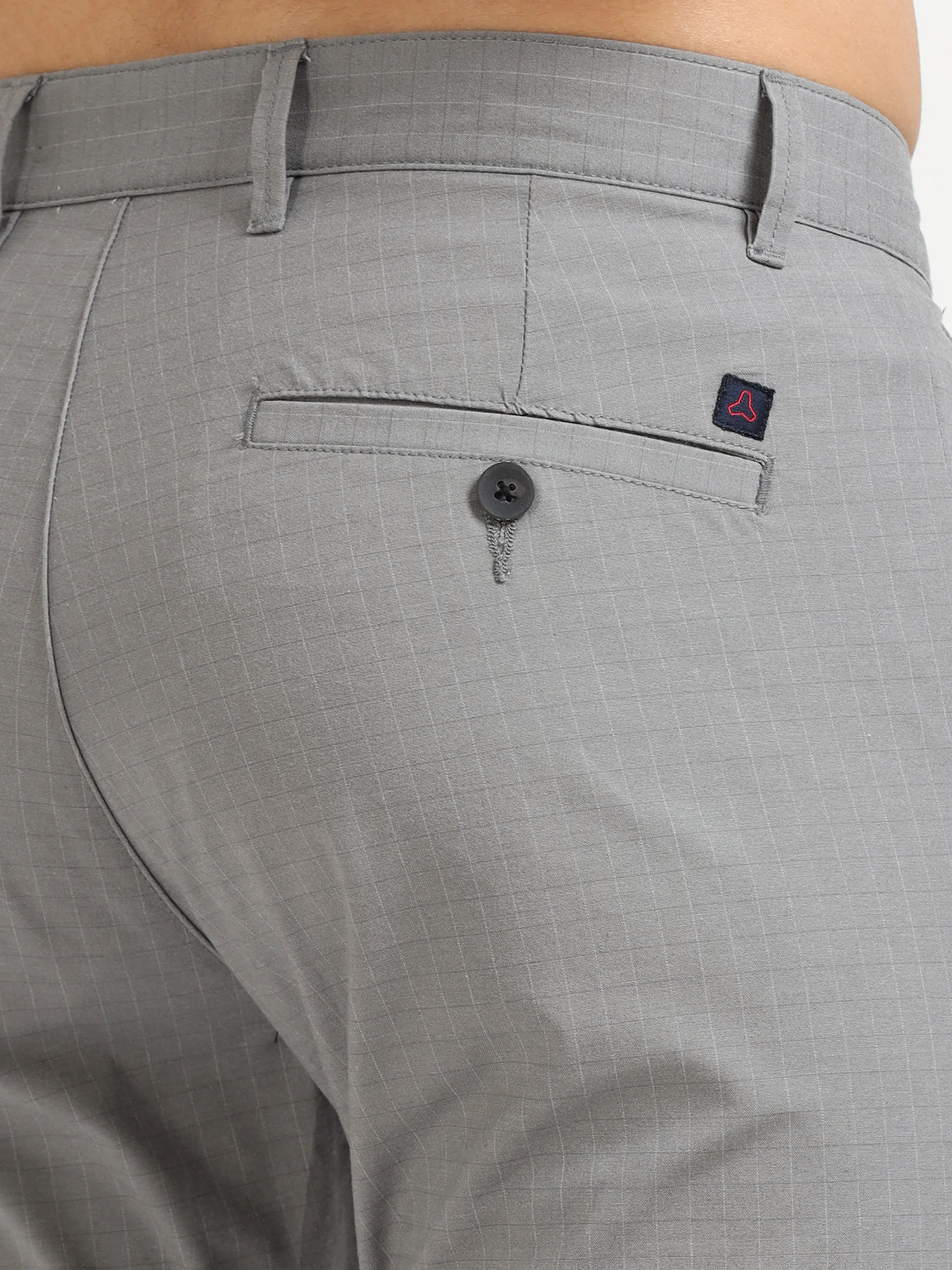MEN'S GREY CHECKED SLIM FIT TROUSER